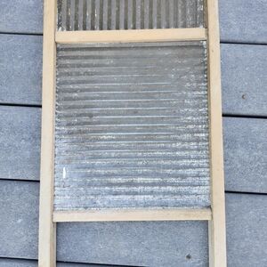 Vintage Washboard 2 Sided Silver Front & Back With Wood Frame